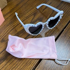 Heart-Shaped Bride Sunglasses with Pink Pouch